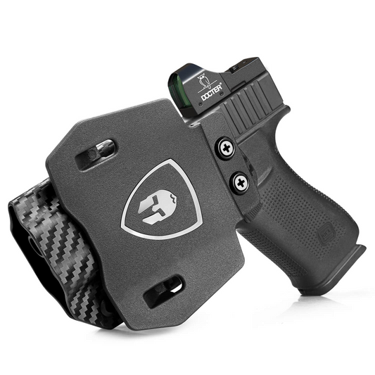 Carbon Fiber Kydex Red Dot Optics Cut, Trigger Guard OWB Holster | Glock 43/43x